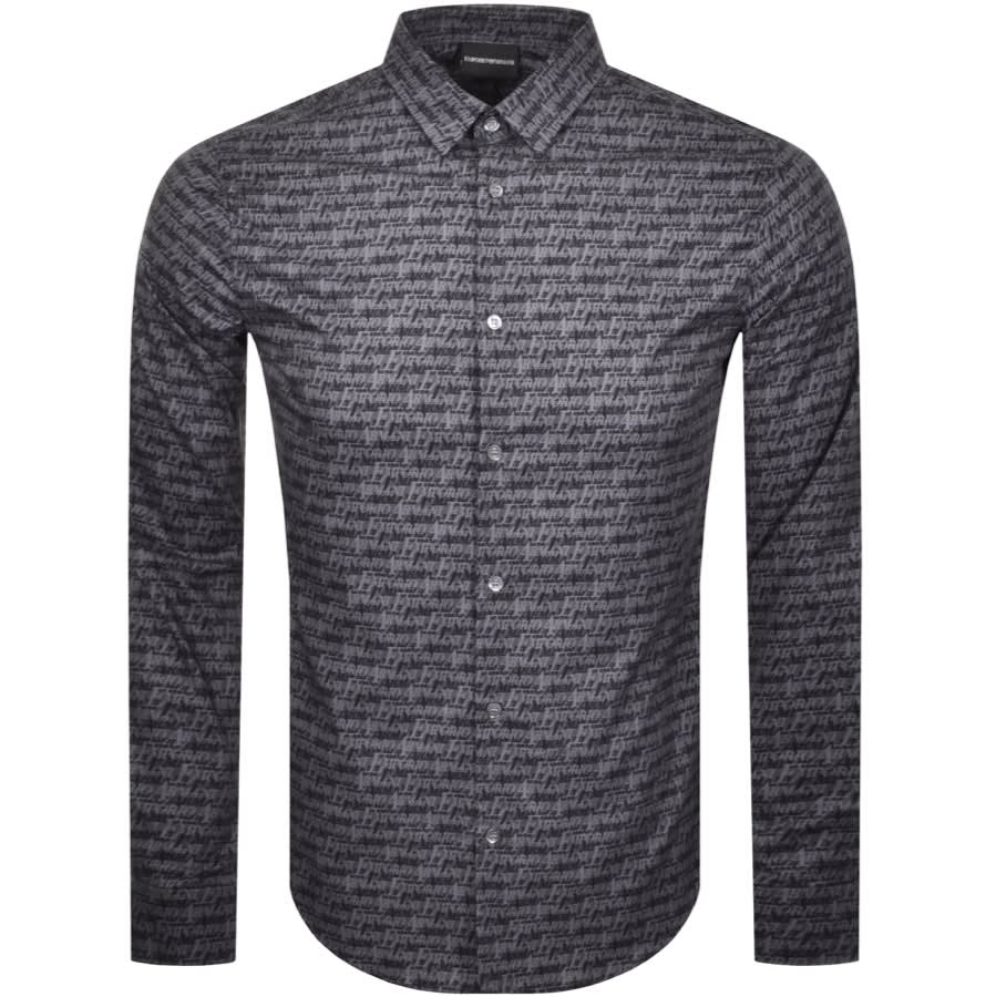 Alternative Image for ProductEmporio Armani Slim Logo Long Sleeve Shirt Black1